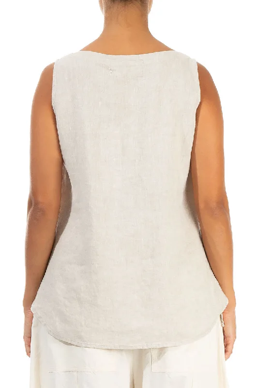 Sleeveless Natural Linen Blouse