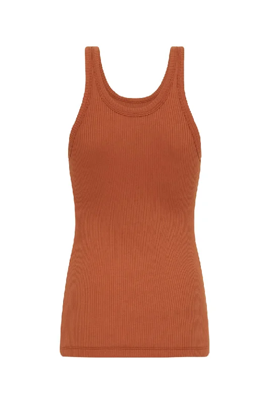 Spell Staples Rib Singlet Tank - Tan