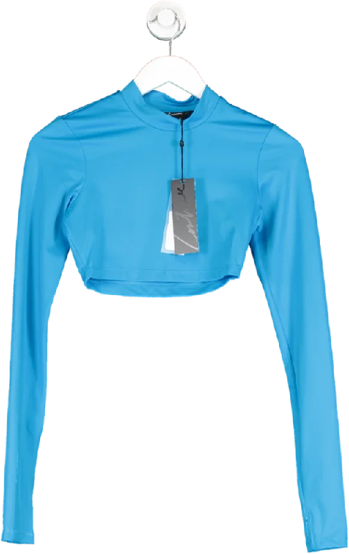 The Couture Club Blue Embroidered Long Sleeve Fitted Top UK 6