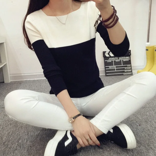 TIGENA Autumn Winter Sweater Women 2019 Knitted High Elastic Jumper Women Sweaters And Pullovers Female Black Pink Tops Ladies