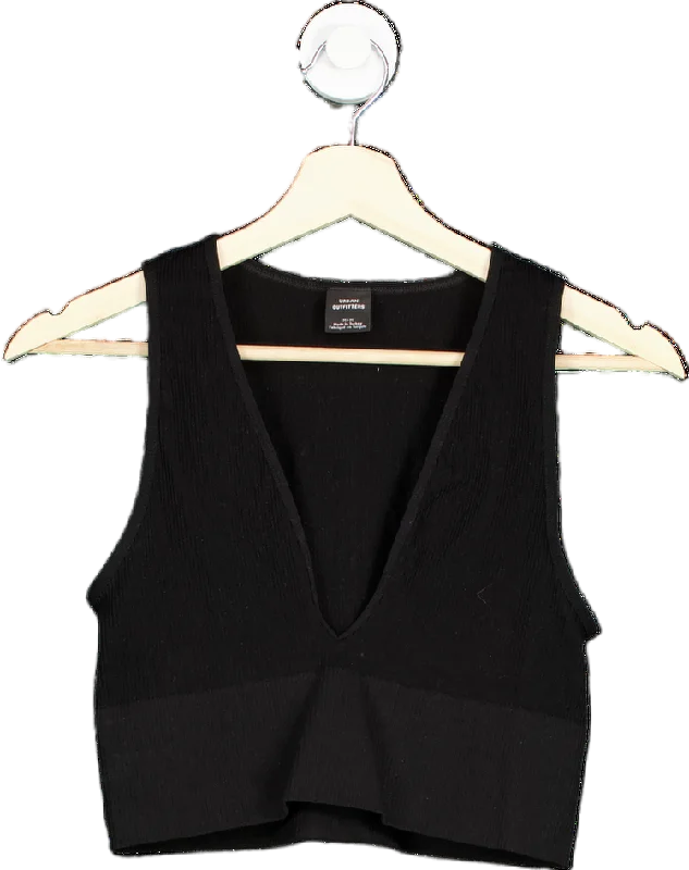 Urban Outfitters Black Ribbed Cropped Vest Top M