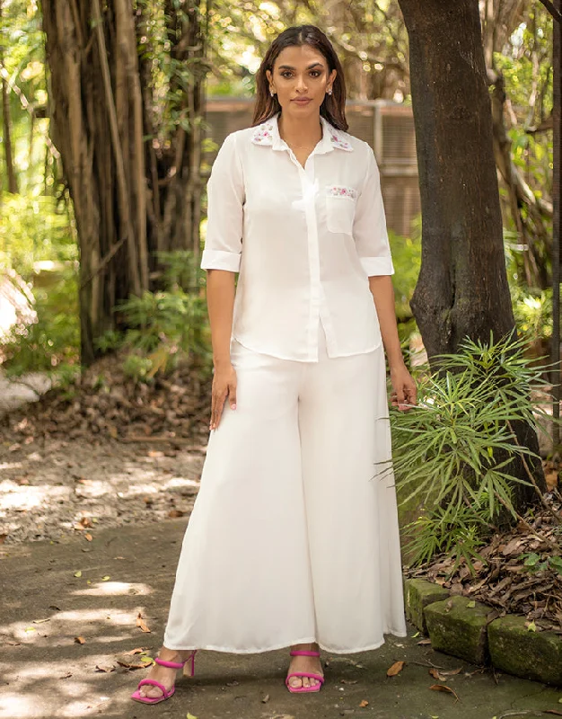 White Blouse with Embroidered Details