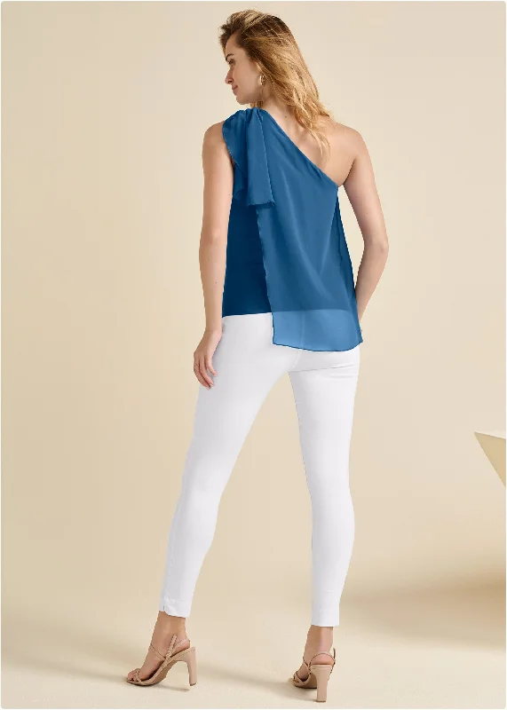 Chiffon bow top - Blue