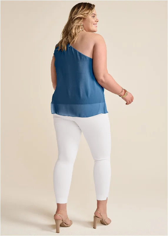 Chiffon bow top - Blue