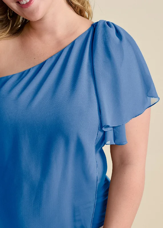 Chiffon bow top - Blue