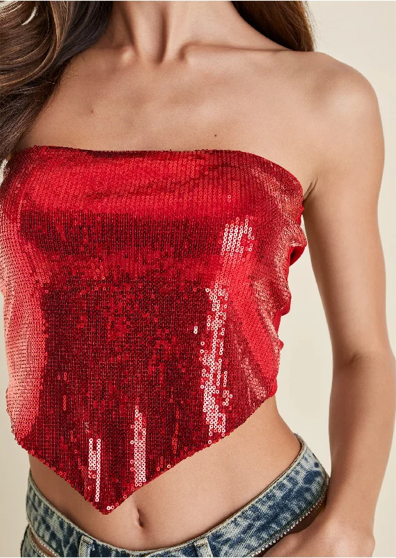 Sequin bandana top - Red